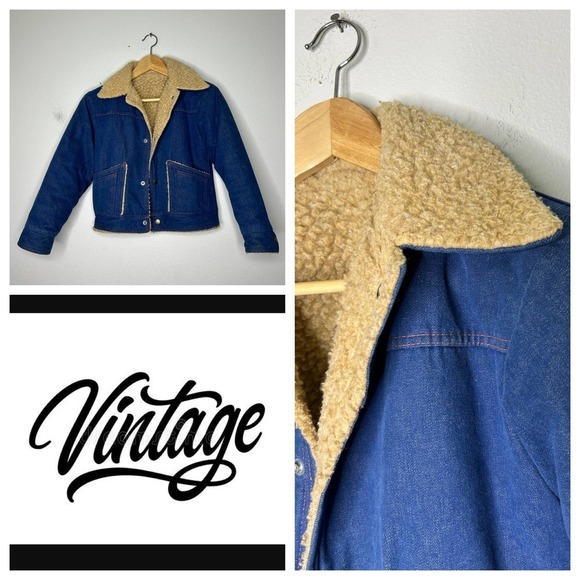 Vintage Sherpa Lined Denim Jacket XXS‎ - Picture 1 of 10